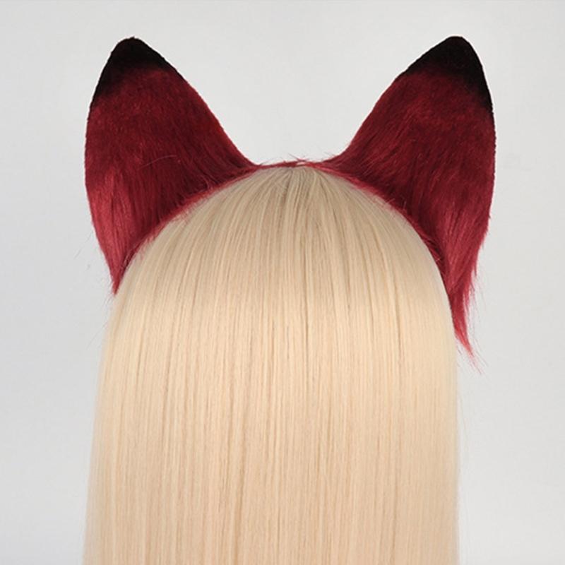 Anime-Cosplay Props Foxes Ears and Tail Set Plush Furry Animal Ears Hairhoop with Foxes Tail Fancy-Dress Party Costumes