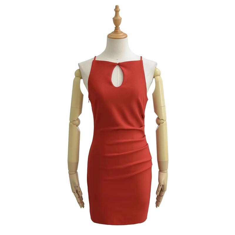 Retro Slim Off-the-Shoulder Pleated Bodycon Mini Dress