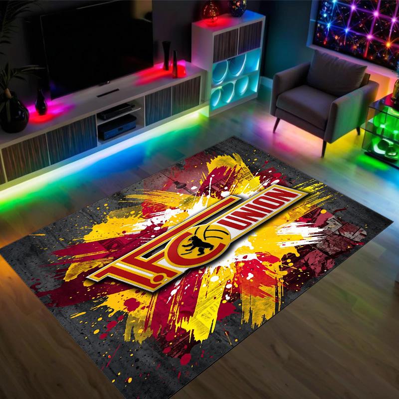 Union Berlin FC Design Crystal Velvet Carpet Cozy Non?Slip Printed Rug For Bedroom Living Room Entrance