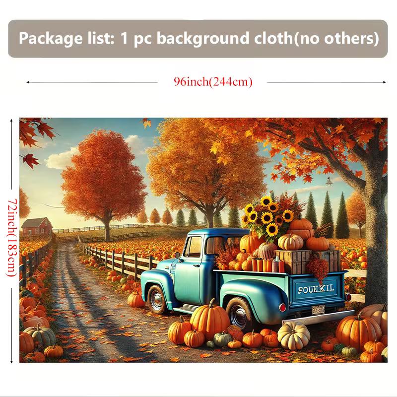 2D Autumn Harvest Truck Tapestry Rustic Farm Pumpkin Wall Art Decor