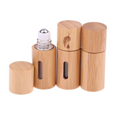 1Pc 3 mL Bamboo Wood Perfume Bottle – Refillable Stainless Steel Roll-On Applicator for Essential Oils and Aromatherapy