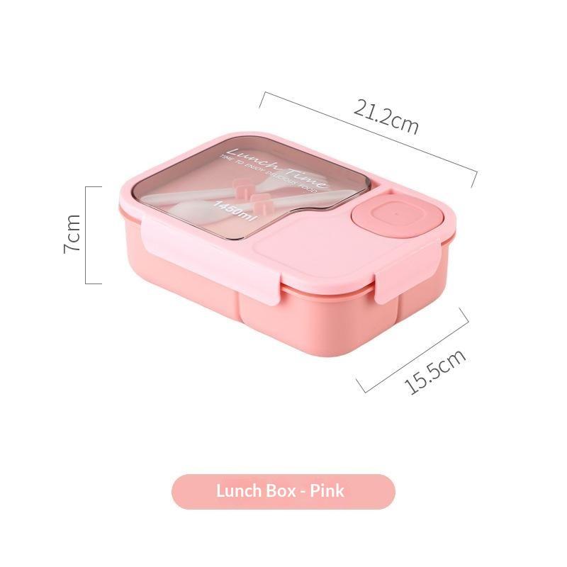 Bento Lunch Box For Kids Girls Cartoon Students Kawaii Cute Heated 3 Grid Sandwich Snack Food Canteen Storage Box