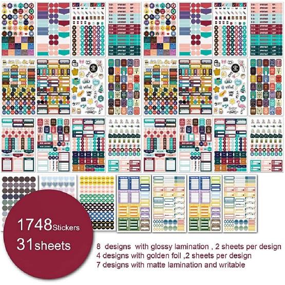ARRLSDB Planner Stickers for Adults - 31 Sheets/1748 pcs - Calendar Stickers for Adults Planner Aesthetic