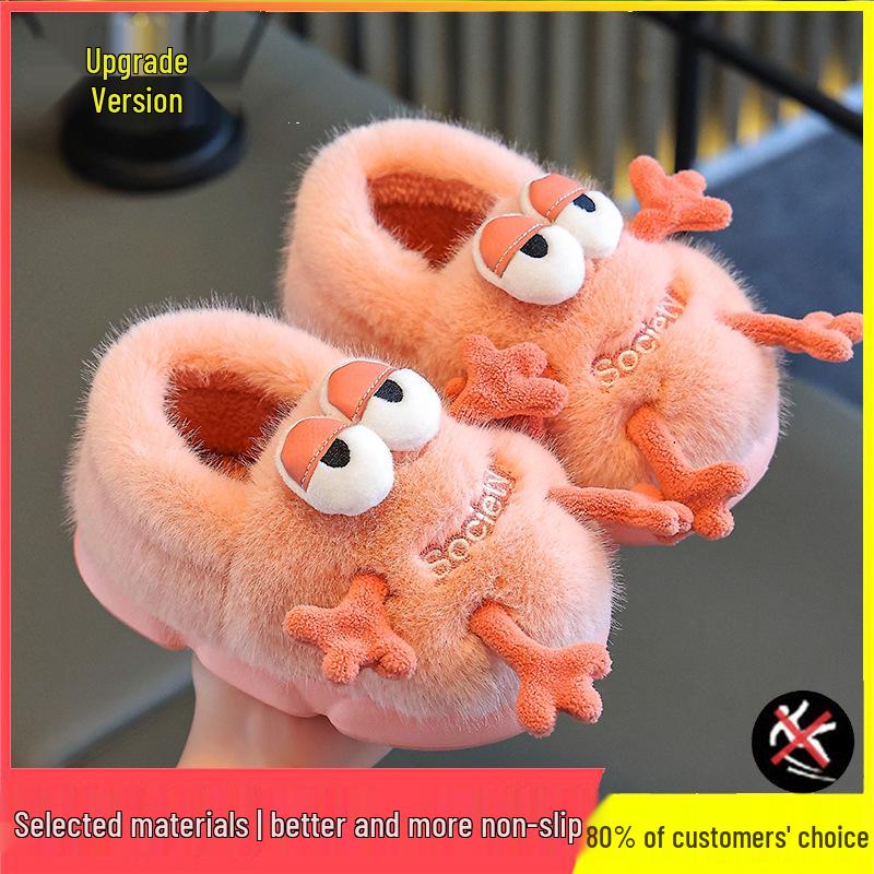 Papuci calzi de pluș din bumbac pentru copii, băieți și fete, Pantofi de interior/exterior pentru toamnă-iarnă