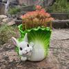 European Cabbage Rabbit Resin Succulent Flower Pot Green Plant Flower Pot Garden and Home Desktop Decoration Flower Pot