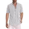 Summer Men's Casual Sports Striped Short Sleeved Lapel Shirt