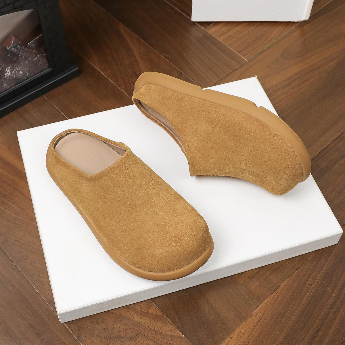 

Женские туфли из коровьей кожи, весенняя новинка, обувь на толстой подошве, сабо, летние сандалии, сумка, шлепанцы с закрытым носком 40 верблюд