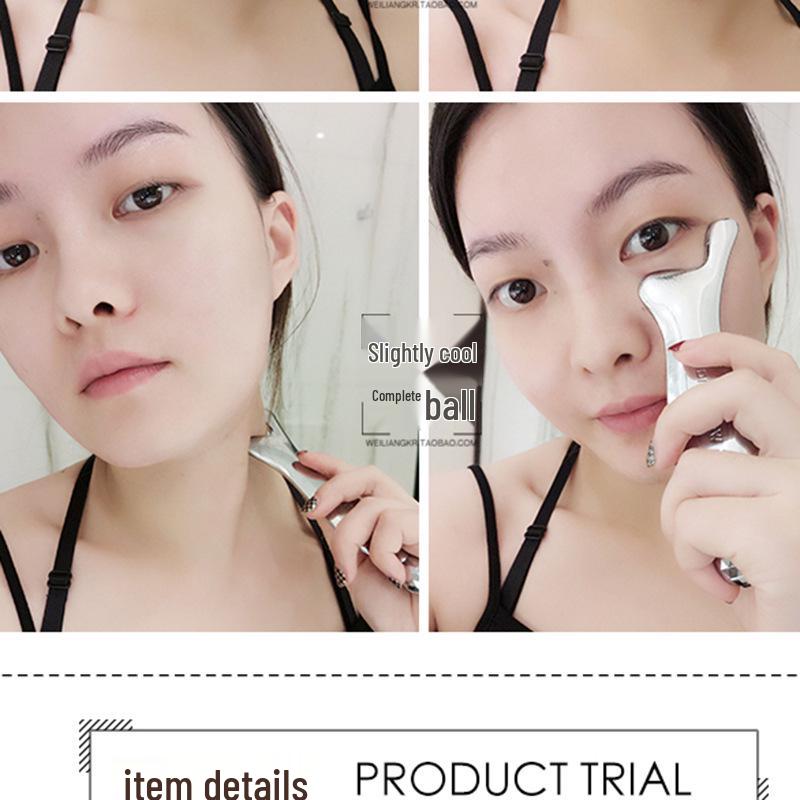 3D Roller Massager & V-Face Zinc Alloy Gua Sha Board - Facial Slimming & Lifting Tool