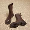 Fashion Autumn Winter Fleece-Lined Platform Woman Short Shoes Leather Round Toe Booties Comfortable and Elegant Ankle Boots for Women