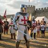 Handmade Crusader Templar Helmet with Golden Brass Cross, Wearable Medieval Knight Helmet for Halloween, SCA, Cosplay and Collectors' Gift