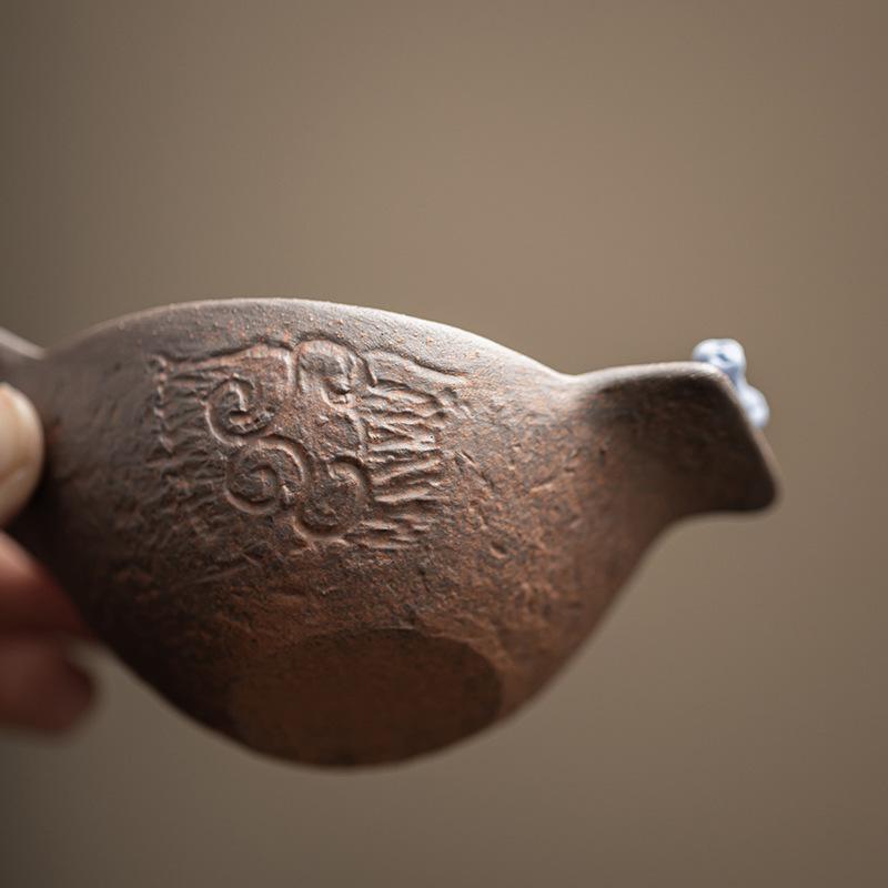 Coarse Pottery Tea Scoop Traditional Tea Leaf Holder Chahe Shovel Awakening Tea Ladle Oolong Tea Chinese Tea Set Collection Gift