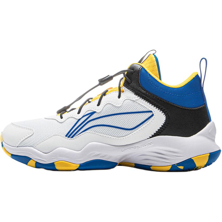 Li Ning Kids Basketball Synthetic Leather Fabric Fashion Sports Comfortable Shock Absorption Rebound Low Top Basketball Shoes Kids Sneaker YKBU130-1