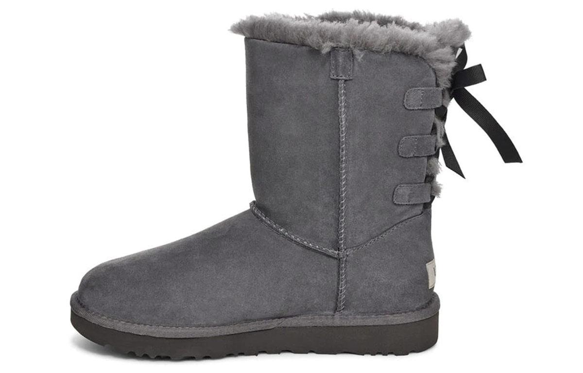 UGG Short Bow Stiefel Fleece Lined Gray Women s 1110706-CHRC 36