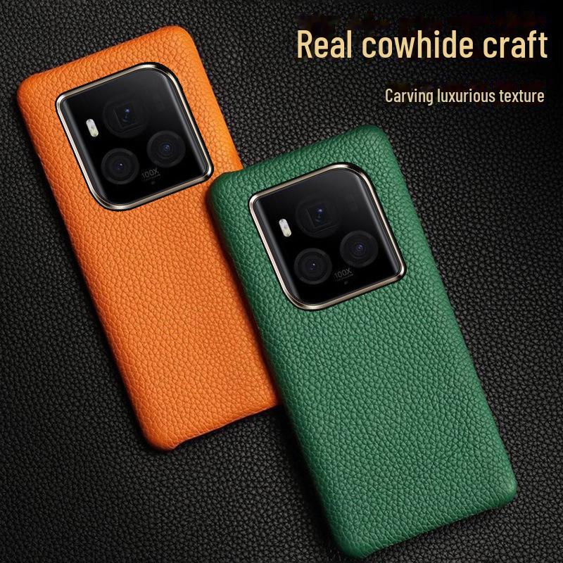 Honor Magic6Pro Genuine Leather Case with Cowhide Litchi Pattern for Ultimate Protection