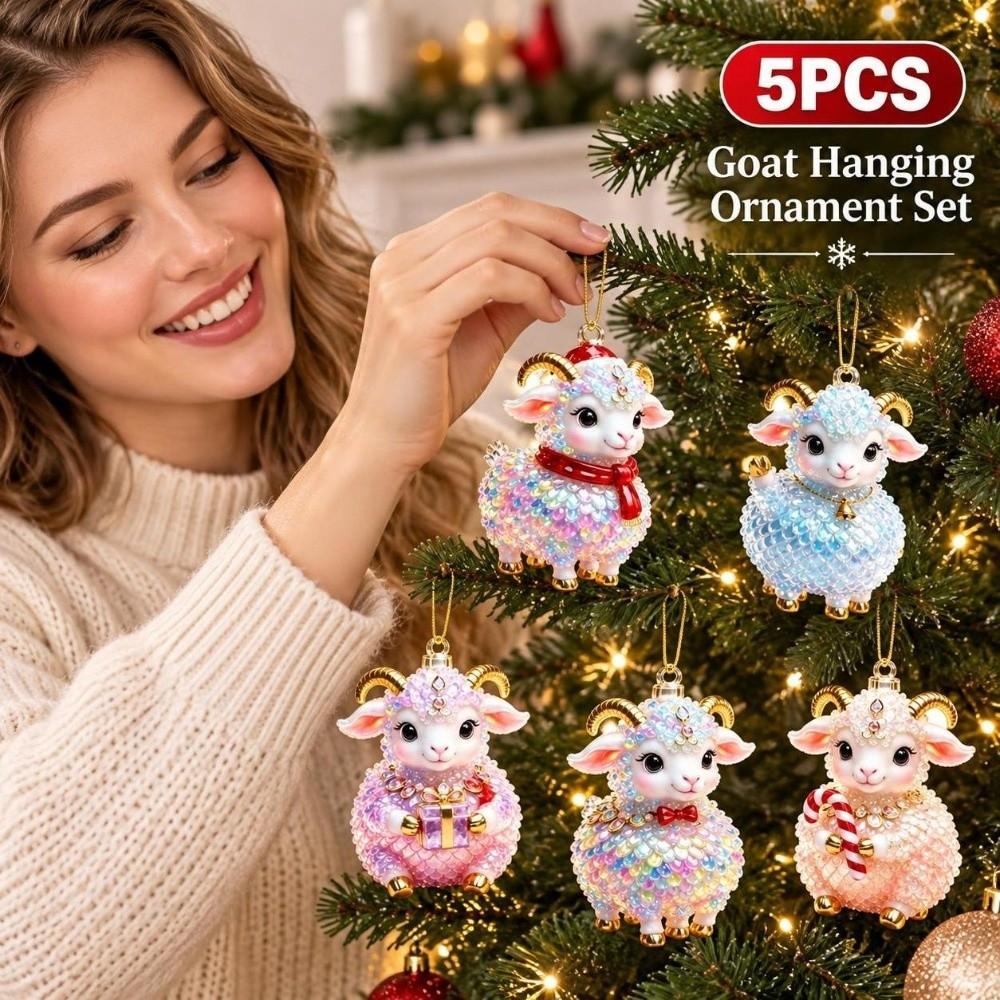 2D Flat Goat Pendant Acrylic Animal Hanging Decoration Holiday Party Decor