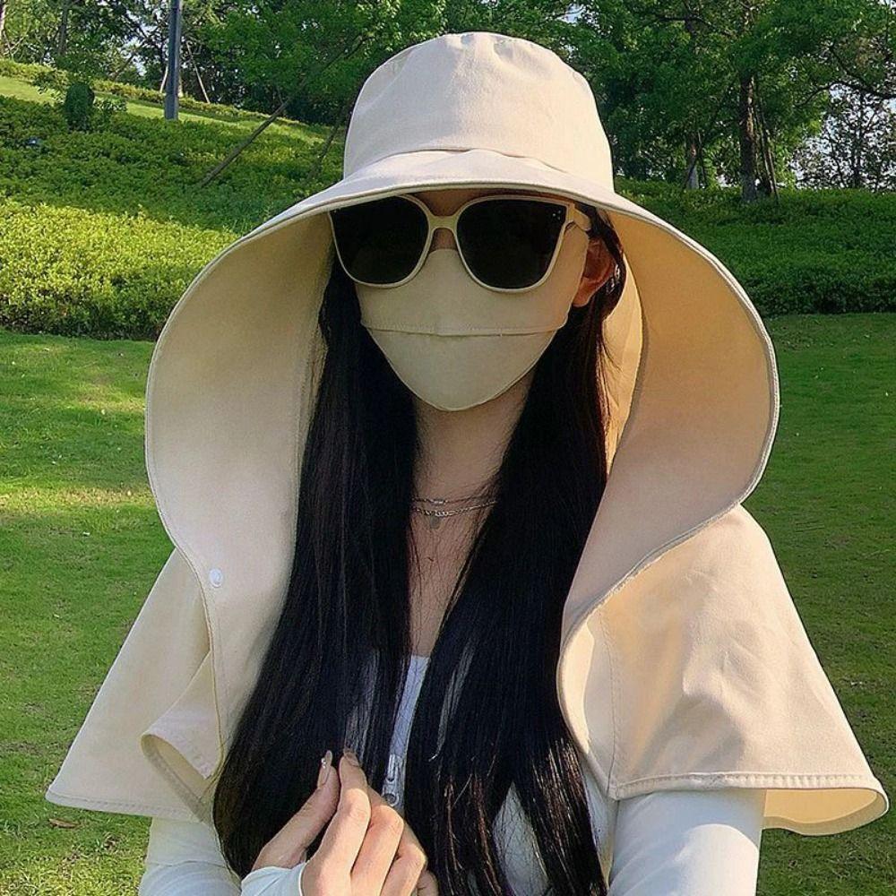 Breathable Large Brim Sun Hat Wind Proof Sun Protection Cap Outdoor Beach Hat  Outdoor Activities