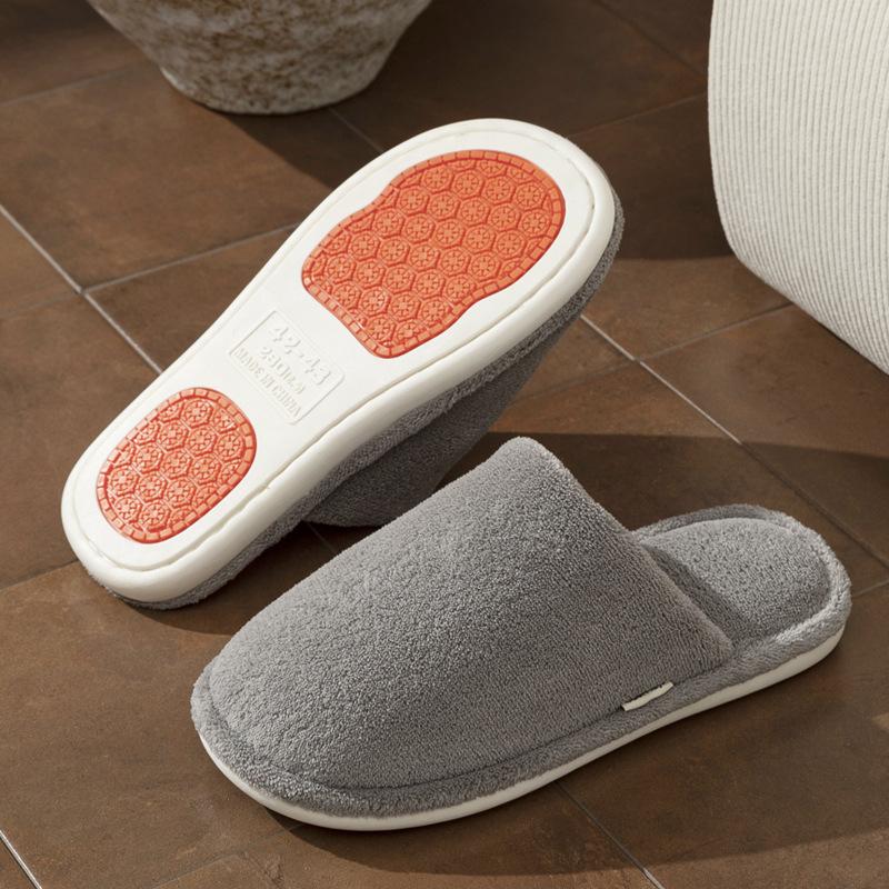 Cute Antlers Plush Cotton Slippers Autumn and Winter Indoor Home Non-slip Silent Plush Warm Couple Floor Mop