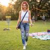 Women's Casual Fashion Printed Ripped Jeans - Trendy Distressed Denim Pants for Comfortable Everyday Wear