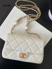 New real sheepskin small bag women's fashion shoulder crossbody small square bag double pearl light luxury dumpling chain bag