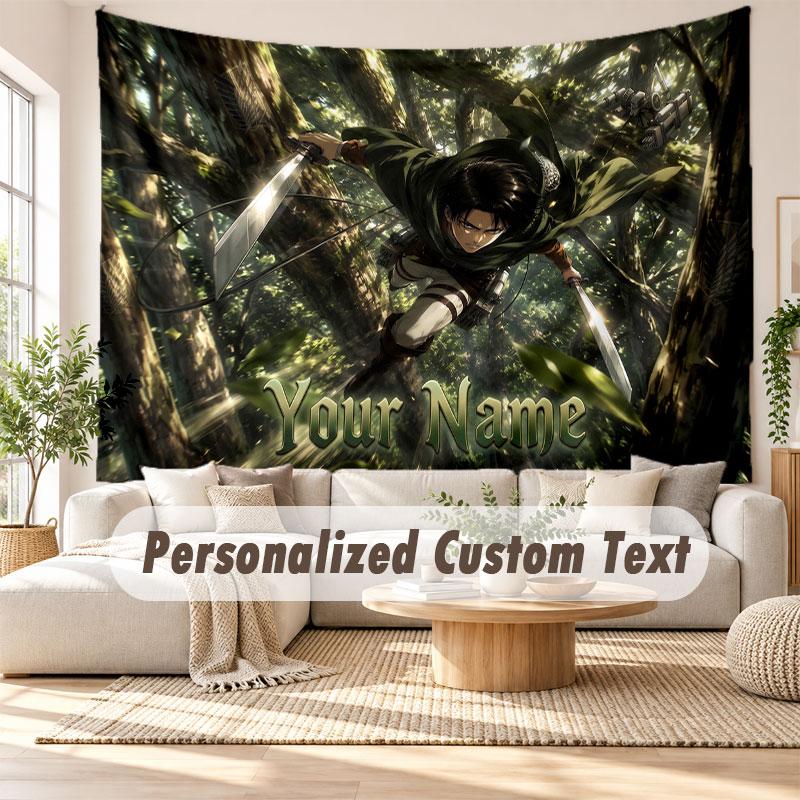 Custom Name Wall Hanging Tapestry,Attack on Titan Decorative Backdrop Tapestry For Dorm Home