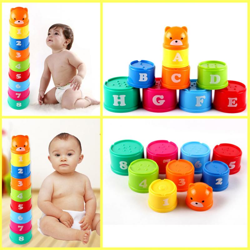 9ks Vynikající Baby Děti Děti Vzdělávací hračka Nová budova Puzzle Figurky Písmena Skládací pohár