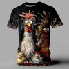 Lustiges Herren-T-Shirt mit Tier-Hühner-Aufdruck, Sommer, lässig, kurzärmlig, Street Fashion, O-Ausschnitt, Pullover, übergroße Herrenkleidung