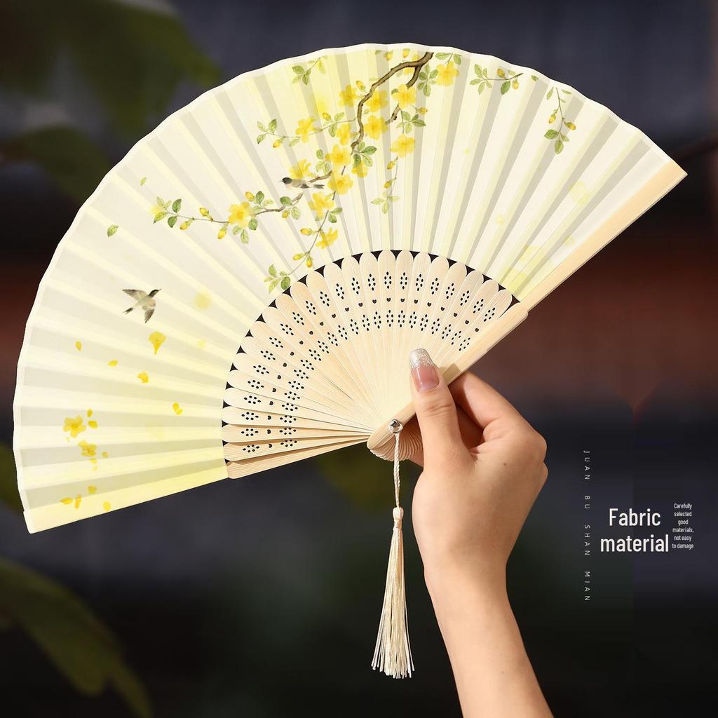 Chinesischer Faltfächer im antiken Stil für Hanfu, Qipao, Tanz - Tragbarer Sommerfächer für Frauen, Kinder, Studenten