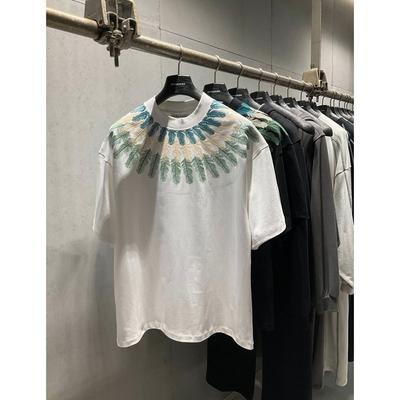 Trend Fashion Printed Half-Sleeved T-Shirt Personalized Light Luxury Round Neck Pullover Short-Sleeved Men'S Casual And Comfortable T-Shirt