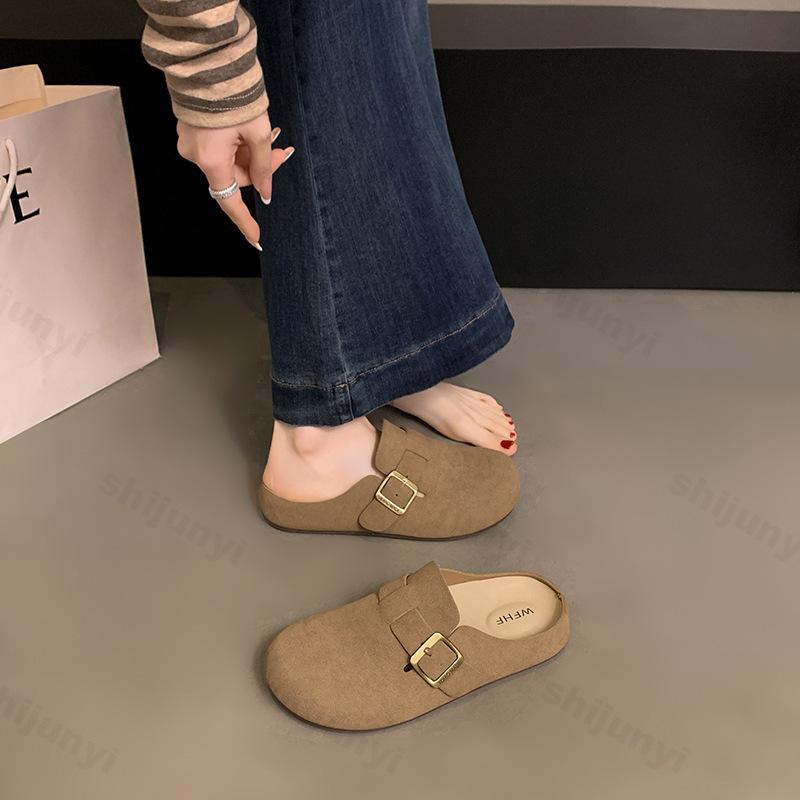 Fashion Woman Retro Suede Clog Slippers Women's Soft Cork Sole Comfortable Casual Mules Indoor & Outdoor Non-Slip Fashion Home Slippers