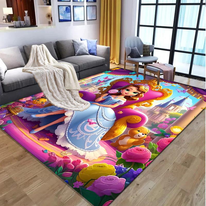 Sofia the First Pattern Rug, Indoor/Outdoor Mat, for Picnic, Gameroom, Bedroom, Office, Living Room, Home Decor Carpet, Birthday Gift