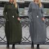 Fashion Autumn Winter Long Sleeve O-Neck Solid Color Print Casual Dresses