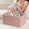 Baby Diaper Caddy Organizer Nursery Storage Basket Large Capacity Diaper Organizer with Adjustable Divider for Baby Essentials Wipes Toys