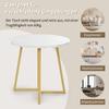 Round Dining Table (1 Piece), Unique Metal Frame, Dining Table with Modern Marble Pattern, Suitable for Dining Room, Living Room, White/Gold