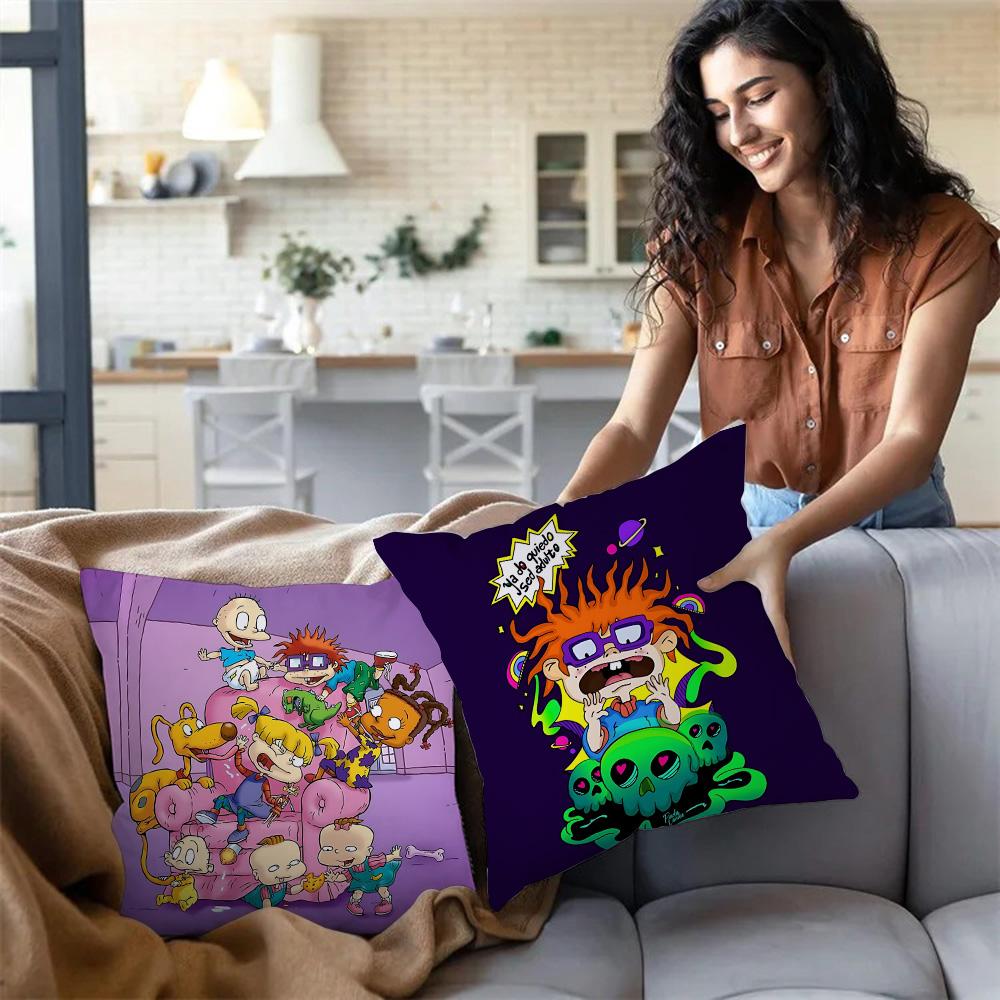 Anime Funny R-Rugrats Pillow Covers Cartoon Sofa Decorative Home Double-Sided Printing Short Plush Cute Cushion Cover
