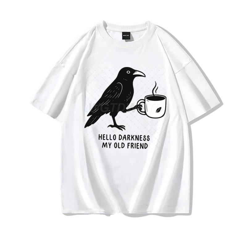 Raven Crow Coffee Shirt for Women Unisex Funny Gift for Coffee Lover Cotton Tshirt Womens Unisexs Oversized Comfort Colors Tee Top
