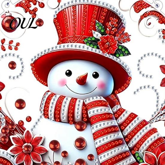 Faux Diamond Art Ornament Kit Christmas Kit, Santa Snowman Hanging DIY Sparkling Ornaments Acrylic Pendant with Rhinestones Craft for Adults, Holiday