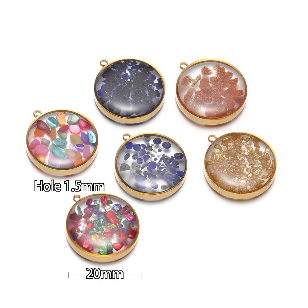 4Pcs Stainless Steel 20mm Round Transparent Glass Enamel Flower Charms for DIY Jewelry Necklace Pendant Bracelet Earrings Making