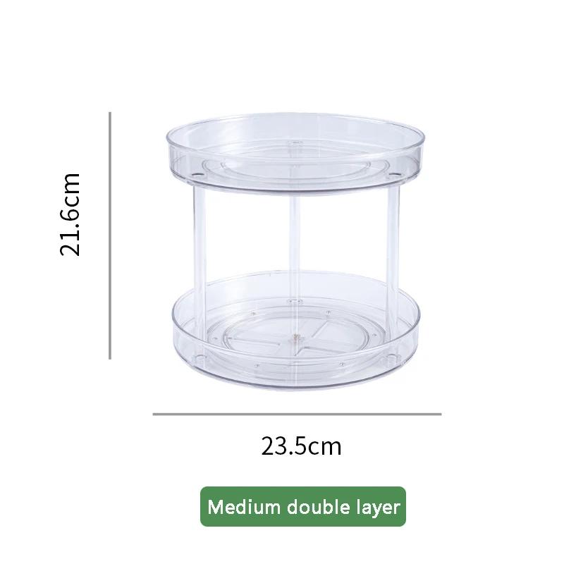 360° Rotating Organizer 2-Tier Transparent  Lazy Susan Non Slip for Kitchen Spice Cosmetic Bathroom Countertop Storage