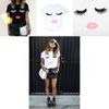 Trendy Women's Short Sleeve Graphic T-shirt With Black And White Print For Stylish Streetwear