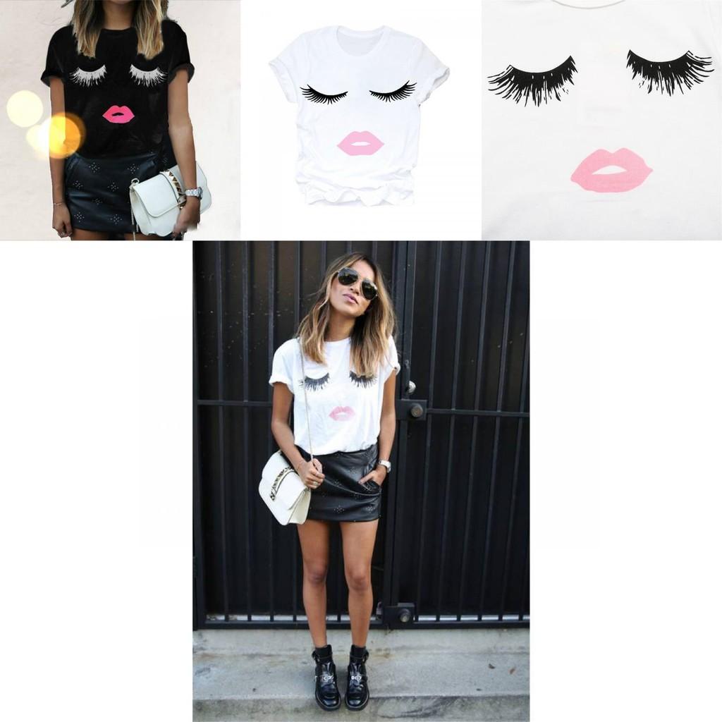 Trendy Women's Short Sleeve Graphic T-shirt With Black And White Print For Stylish Streetwear