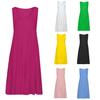 Plus Size Casual Women Summer Beach Solid Color Sleeveless Loose Midi Dress