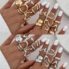 1Set Irregular Glossy Metal Open Rings For Women Vintage Punk Gold Silver Color Personality Finger Ring Female Jewelry