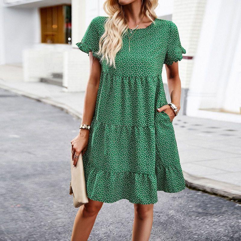 New Women's Casual Print Dress Spring and Summer Temperament Ranch Style Female Dress