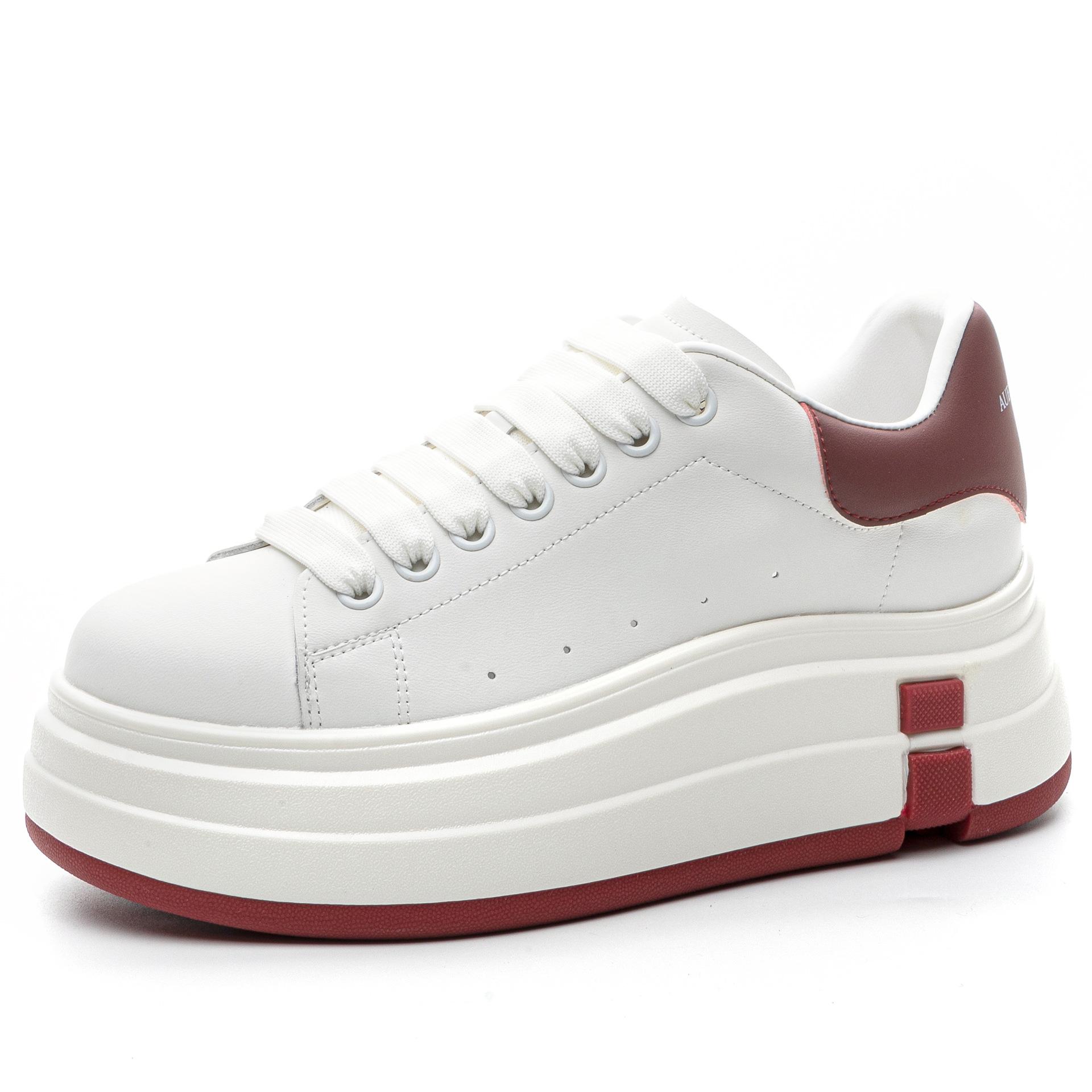 

2025 лето новый европейский тренд женские McQueen маленькие белые туфли женские с увеличением высоты 6 см кожаная платформа повседневные кеды женская обувь 40 бордовый