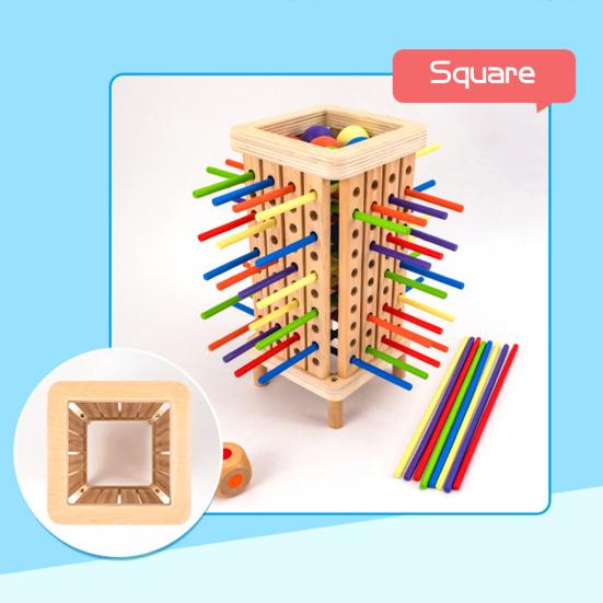 1 Set Wooden Stick Tower Dice Game with 36/42 Sticks 6 Balls Fine Motor Skills Colorful Stick Counting Math Educational