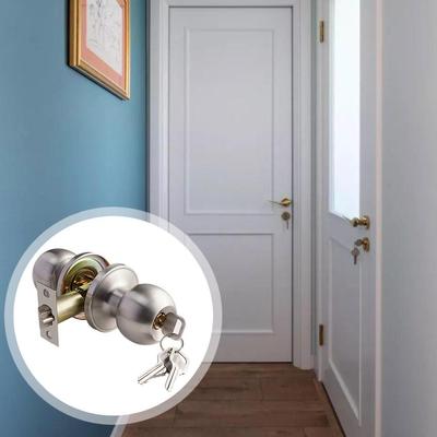 Three-bar Spherical Lock Door Knob Keyed Entry Door Passage Ball Lock Standard With Entrance Nickel With Key Satin Knob W2H9