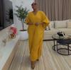 European and American Solid Color African V-neck Loose Jumpsuit Vacation Style Temperament Lazy Bubble Sleeve Trousers Culottes Women