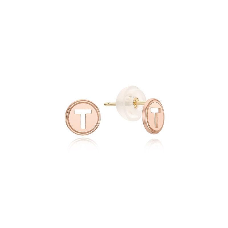 Tirrlirr 14K Pink Gold Basic T Earrings Tesk4P00017M