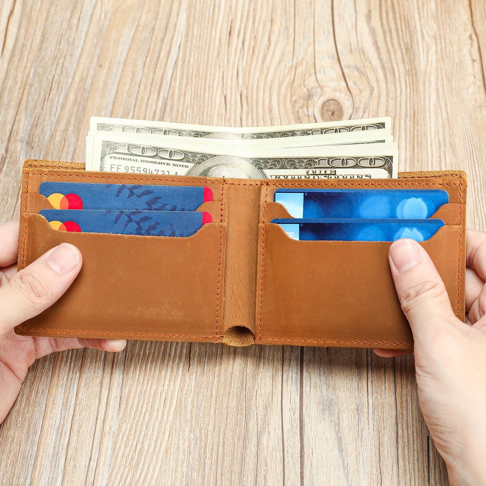 

Ретро кошелек из кожи Crazy Horse, многофункциональная сумка, кошелек со слотами, высококлассный картхолдер, кошелек для монет One Size коричневый