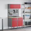 Workbench Cabinet Set with Drawers and Shelf 5 pcs Red